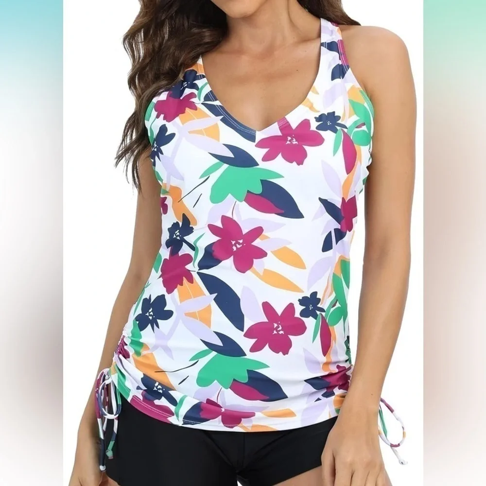 Women's Lace Up Tankini Push Up Swimsuit Top
